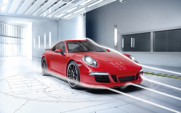 Porsche in a wind tunnel