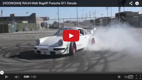 porsche rwb doing donuts