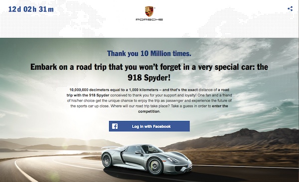 Porsche facebook 10,000,000 fan contest