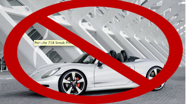 Porsche Boxster with strike through
