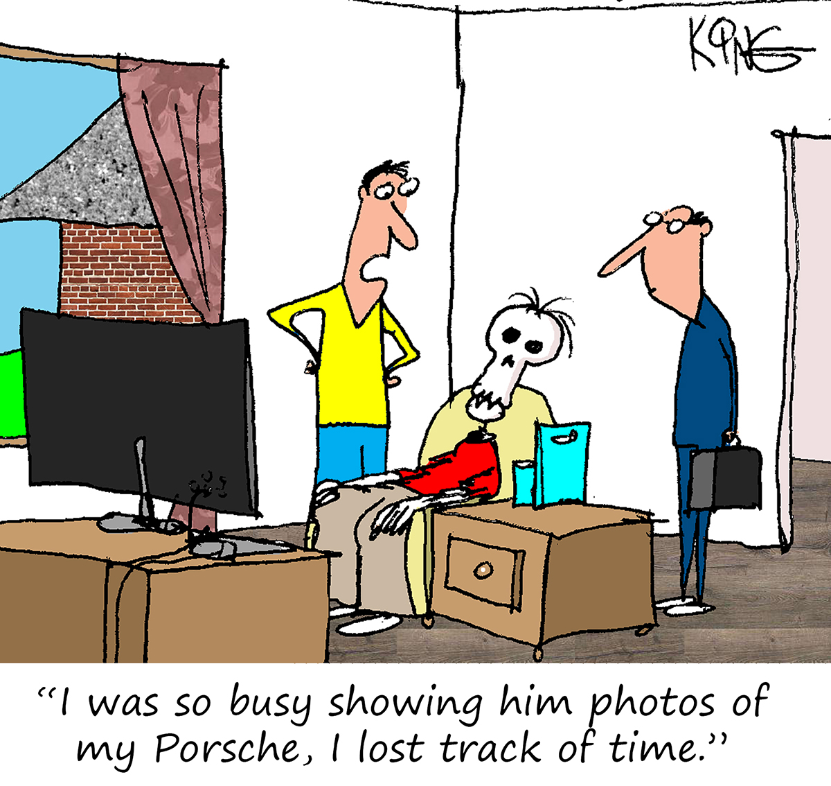" I was so busy showing him photos of my Porsche, I lost track of time."