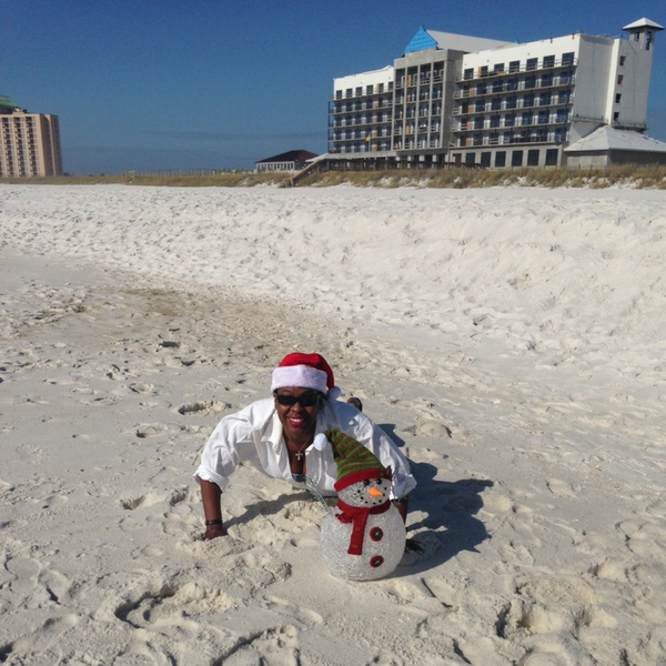 Alpha and Her Snowman On the Beach