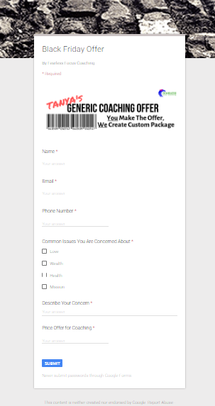 Tanya's Generic Coaching Offer