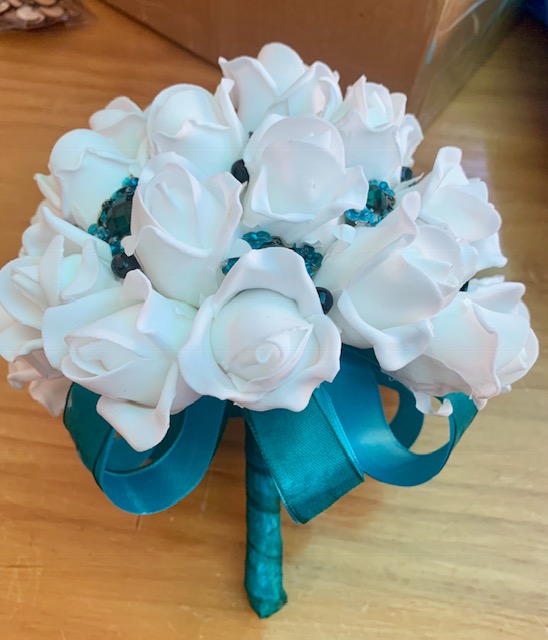 My Bridal Bouquet - Colors Dark Teal Blue & Grey