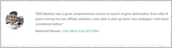 Affiliate SEO Mastery Testimonial Nathaniell