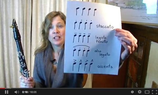 Photo of video on clarinet articulation styles. Click image to go to YouTube video.