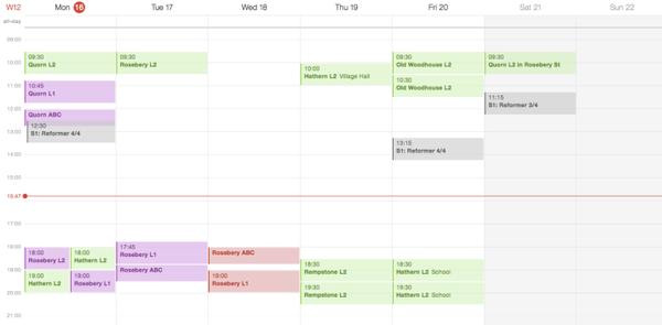 The Week's Classes