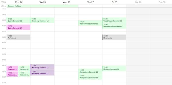 The Week's Classes