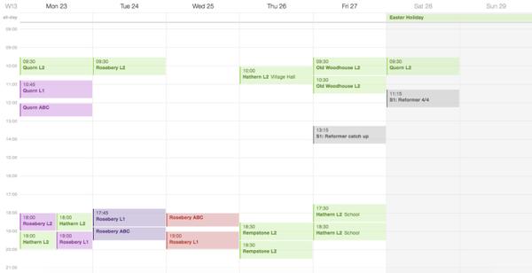 The Week's Classes