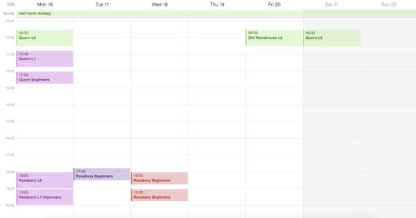 The Week's Classes
