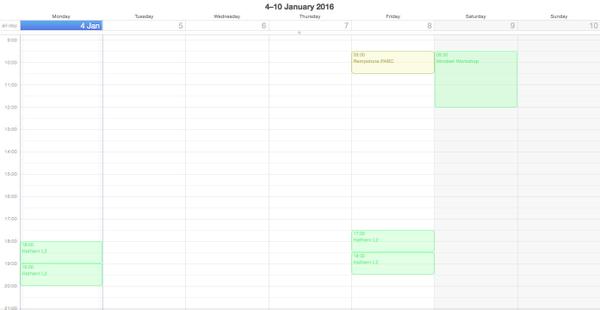 Calendar for the week