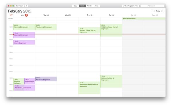 The Week's Classes