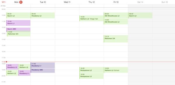 The Week's Classes