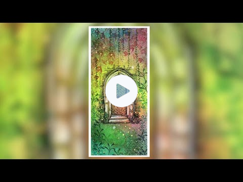 Secret Garden Door on a Spray Ink Background by Tracey Dutton