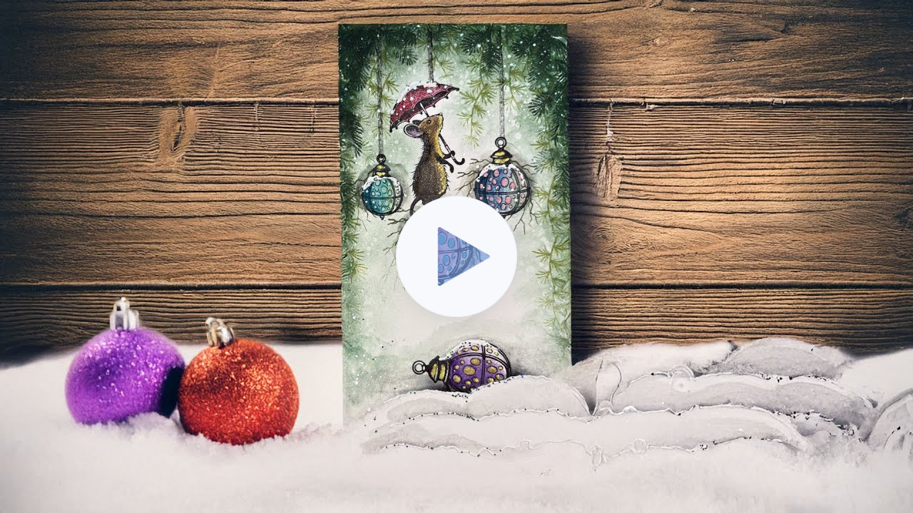 Thistlewhick in a snowy scene with dancing baubles ❄️ by Tracey Dutton