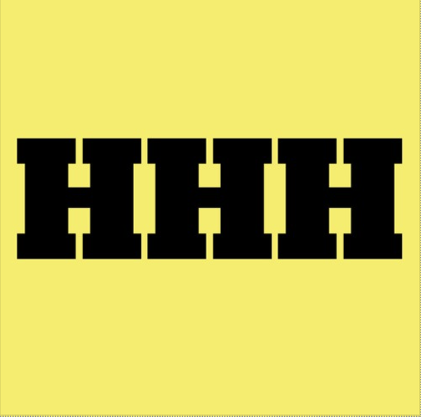 Three black letters on yellow background. 