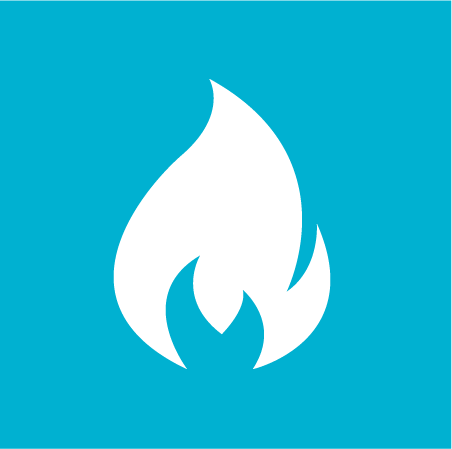 A flame on blue background