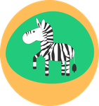 An illustration of a zebra on yellow and green background