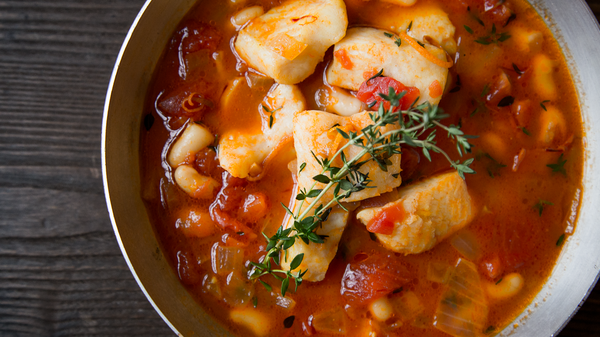 saffron broth and fish
