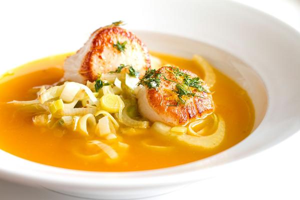 Fish in saffron jus