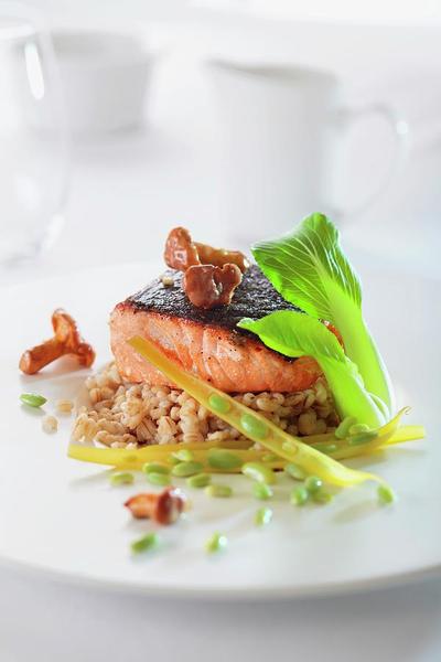 salmon and chanterelles