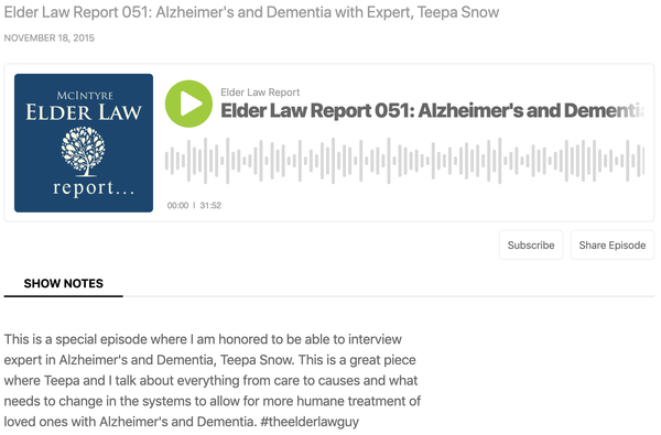 Elder Law Report 051: Alzheimer's and Dementia with Expert, Teepa Snow