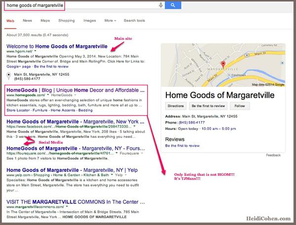 Google SERP for Home Goods of Margaretville