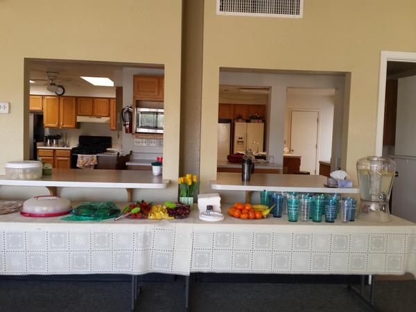 Kitchen and luncheon setup