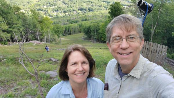 Nathan & Elise hiking in Hunter NY