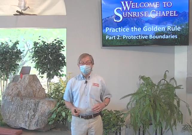 Photo of Nathan masked at the beginning of the church service