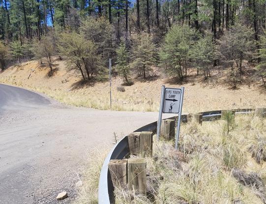 Road sign to Elks Lodge Youth Camp