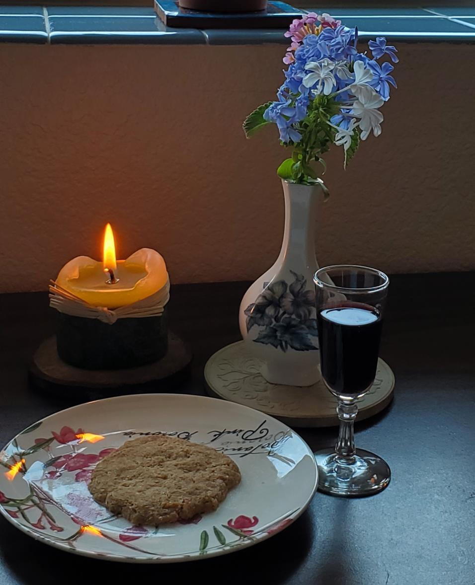 photo of bread and wine at home