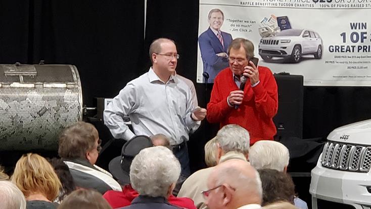 Jim Click calling a raffle winner