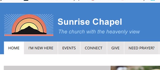 Sunrise Chapel website home page navigation