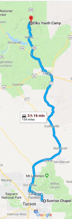 Map to Elks Lodge Youth Camp