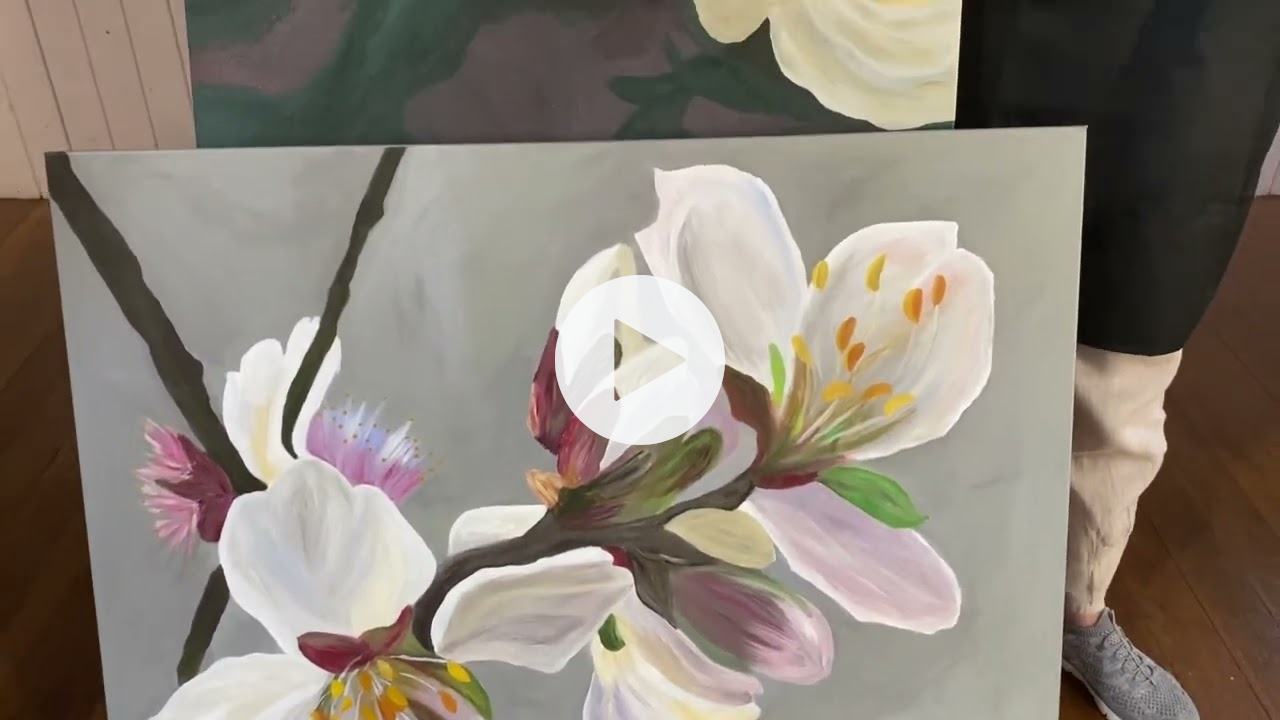 First time painter creates two cream floral masterpieces