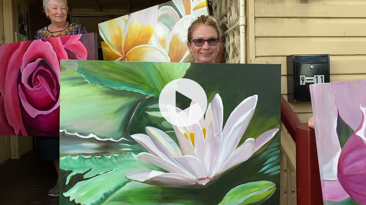 Snapshot of first paintings Jacqueline Coates Blooms painting Workshop Sunshine Coast