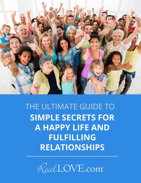 The cover of the Ultimate Guide to simple secrets for a happy life and fulfilling relationships.