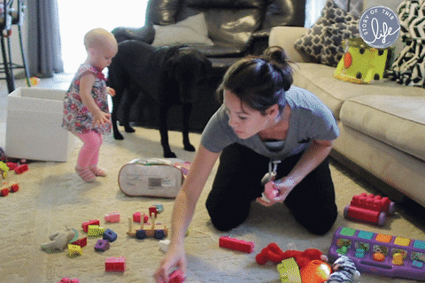 Teaching a toddler to clean up