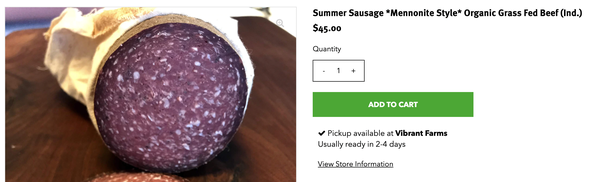 Vibrant Farms summer sausage