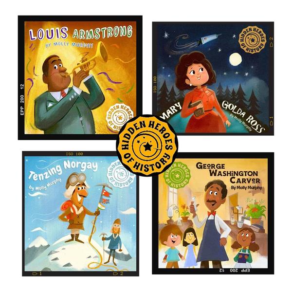 Collage of Hidden Heroes of History Episodes on Dorktales Storytime Podcast