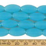 18mm Flat Oval Aqua Glass Bead Strands