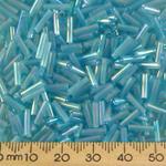 Aqua Blue AB 8mm Bugle Beads