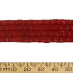 4mm Cube Red Glass Bead Strands