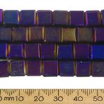 Purple AB 8mm Cube Glass Crystal Strands