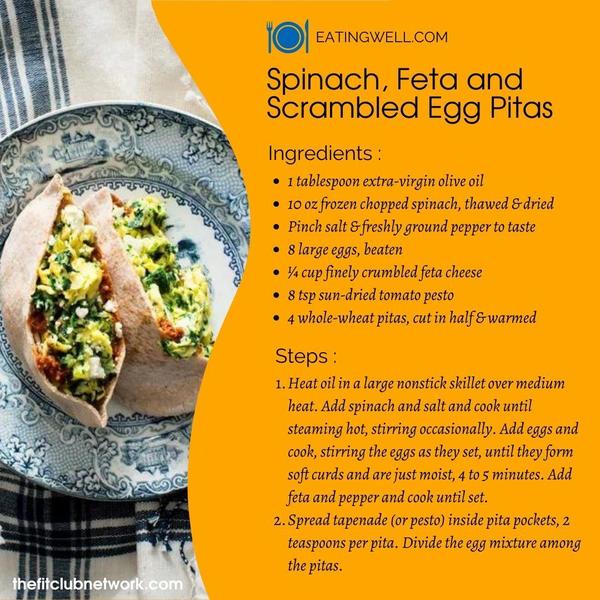 Spinach, Feta & Scrambled Egg Pita recipe