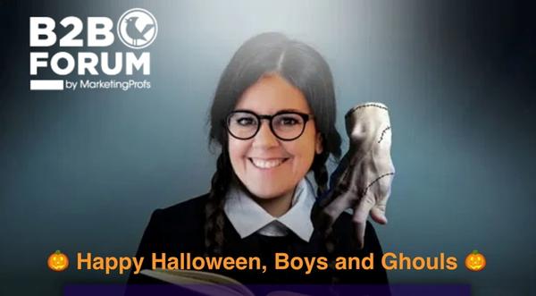 B2B Forum Halloween; Ann as Wednesday Addams