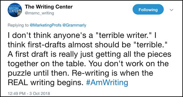 writing center tweet