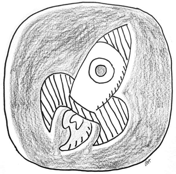 Image of rocket hand-drawn by Ann