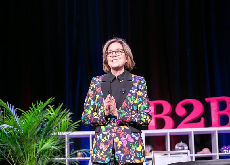 Ann on stage at the 2023 B2B Forum